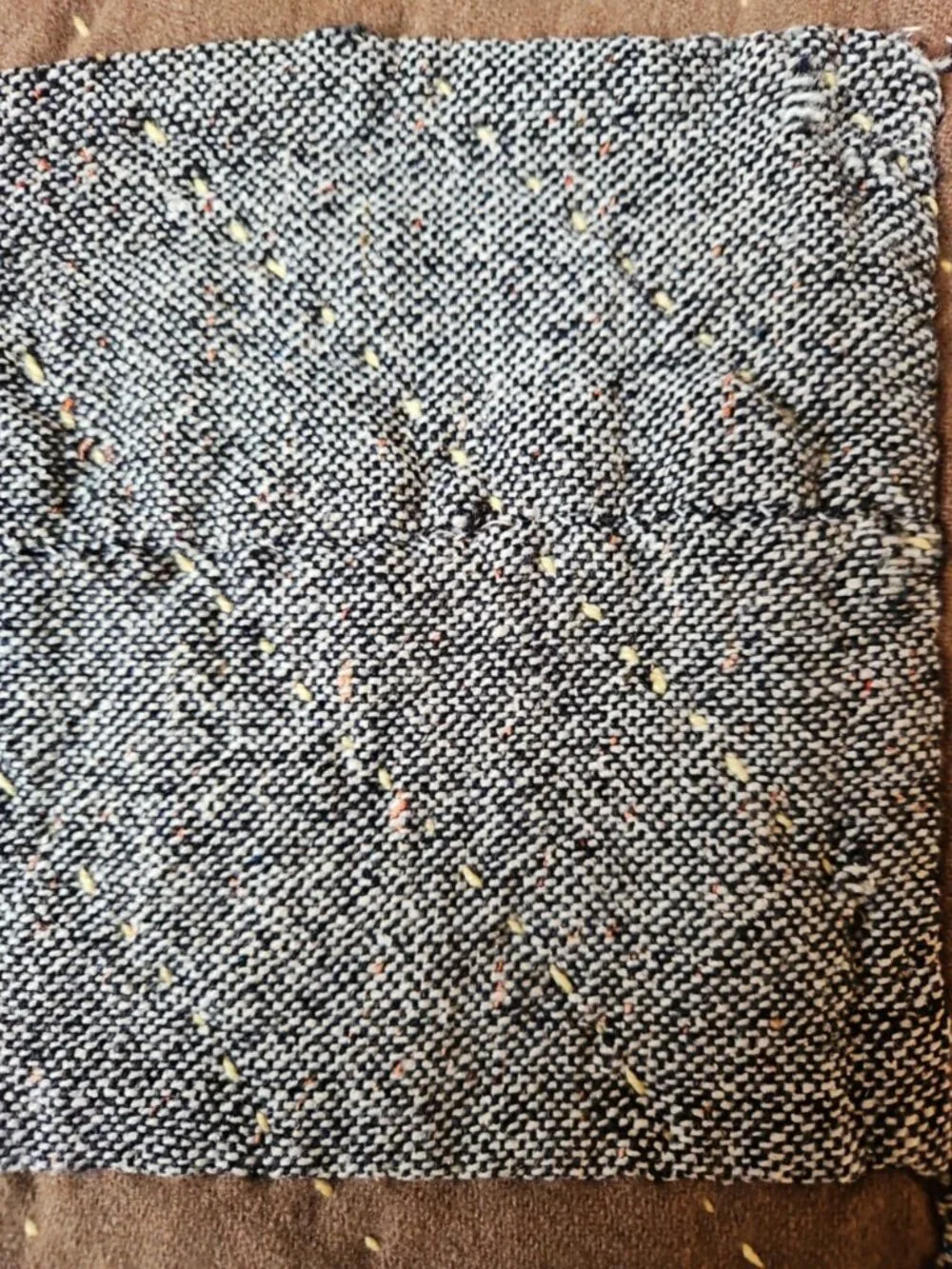 Antique 1920s Mens Wool Scrap Hand Sewn Quilt Stripe Ticking Back Yarn 58 x 75.5